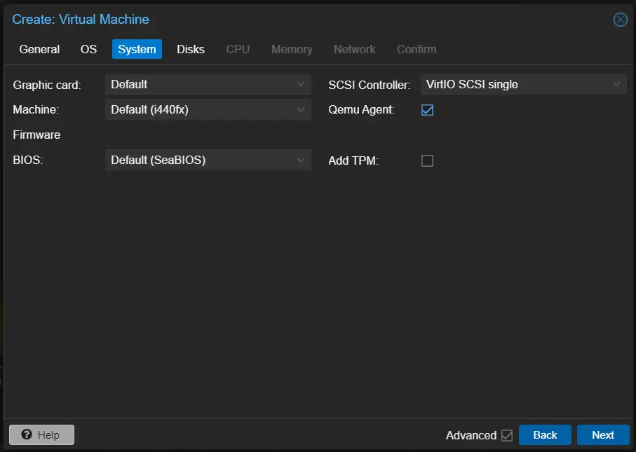 System tab